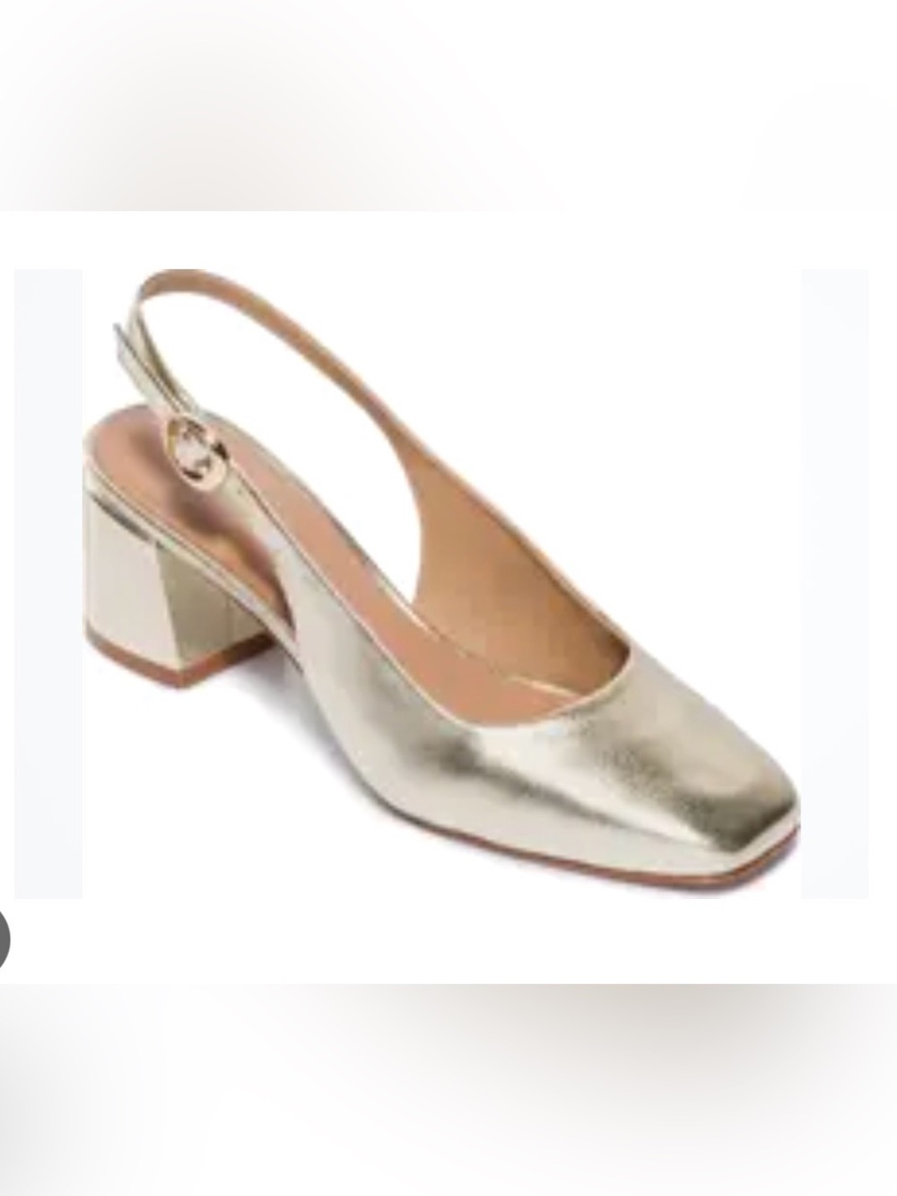 Bernardo Metallic Gold Slingback Block Heel Sandal